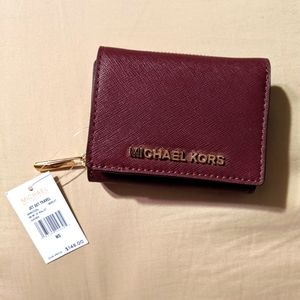 NWT Michael Kors Merlot Jet Set Travel Wallet